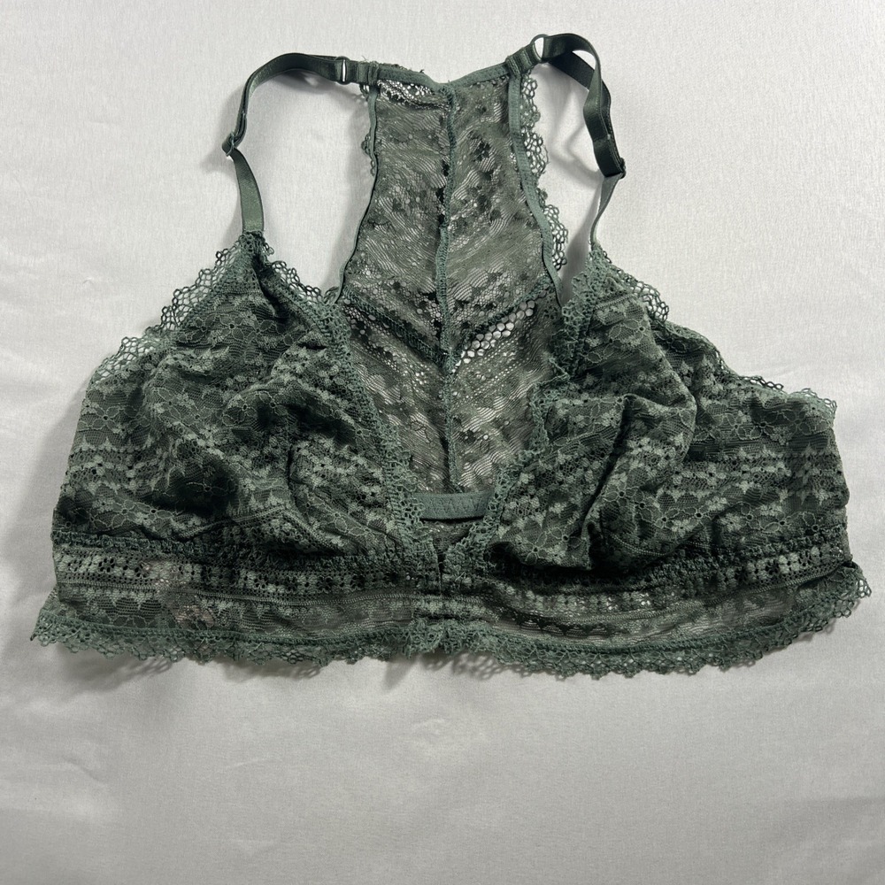 Victoria's Secret Green Lace Front Closure Razorback Bralette SizeX-Large
